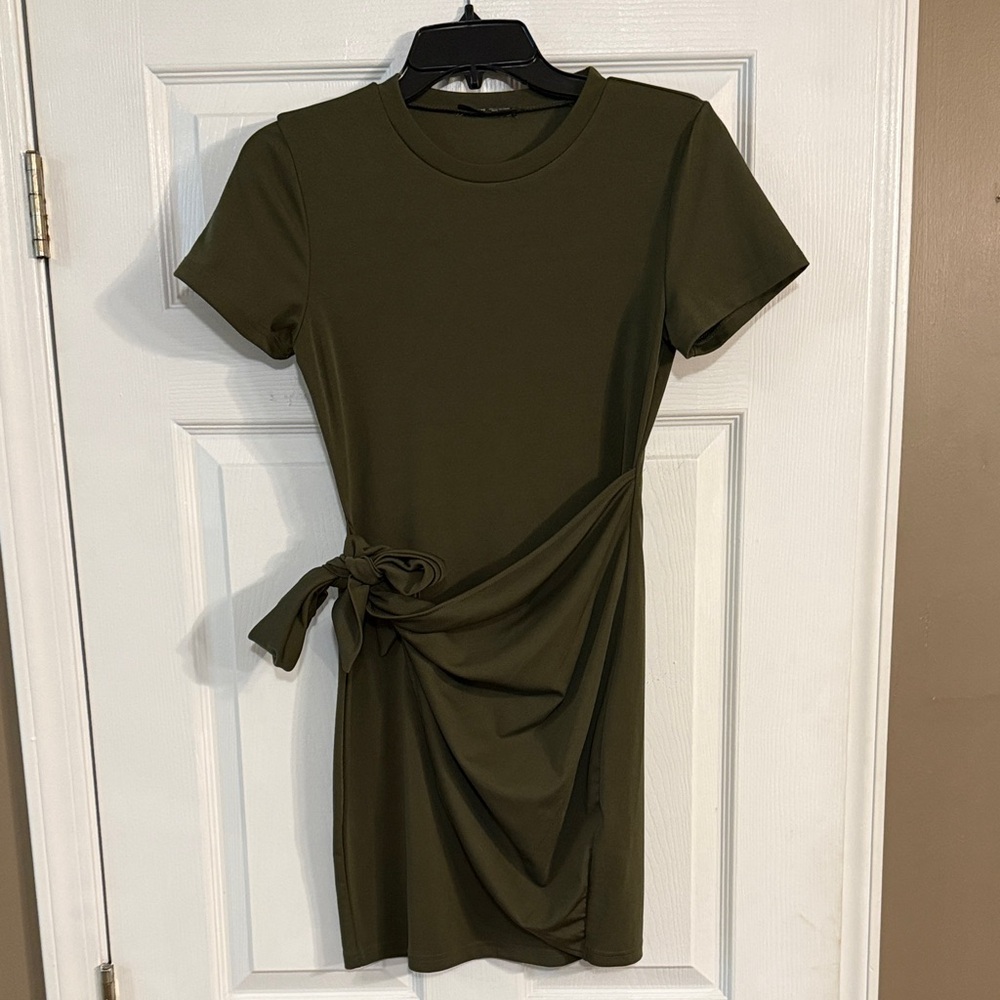 SHEIN Army Green Mini Dress with Side Tie